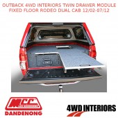OUTBACK 4WD INTERIORS TWIN DRAWER MODULE FIXED FLOOR RODEO DUAL CAB 12/02-07/12